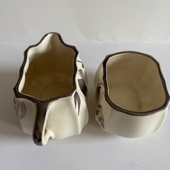 Vintage Sandland Ware Creamer and Sugar. Cream and Gold - Picture 10 of 13